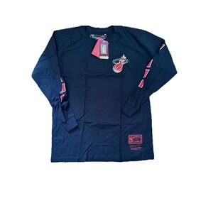 MITCHELL & NESS NBA HWC MIAMI HEAT BLACK LONG‎ SLEEVE T-SHIRT SIZE M